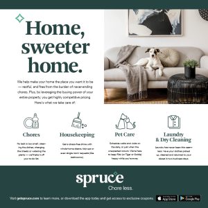 Apartments in Jersey Village Spruce cleaning flyer for Apartments in Jersey Village TX - home, sweeter home.