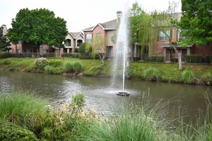 Apartment for rent in Northwest Houston, Texas - Lake with Fountain and View to Apartment Buildings   