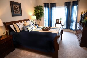 One Bedroom Apartment for rent in Jersey Village, Texas - Model Bedroom with Large Windows